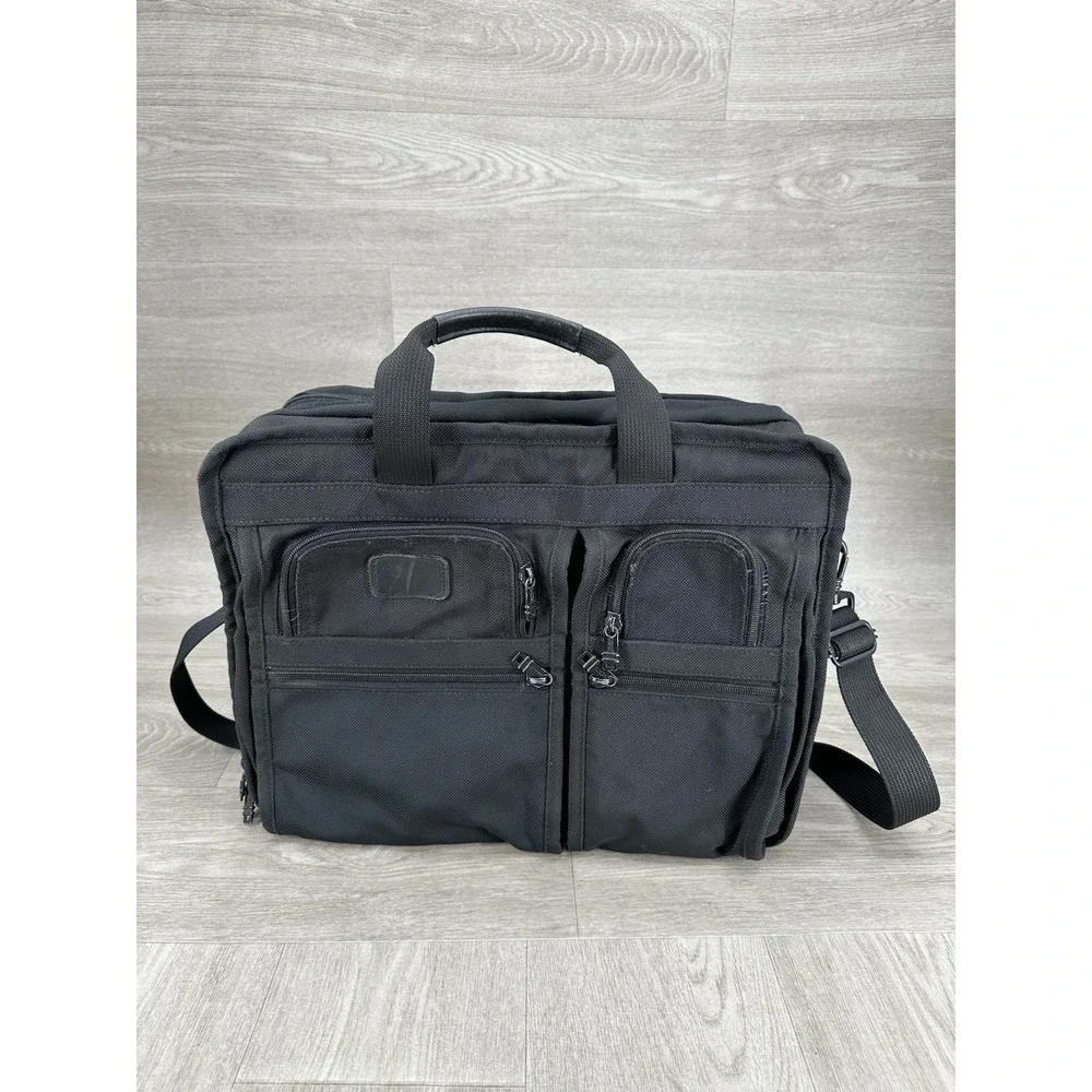 TUMI Alpha Expandable Ballistic Nylon Briefcase Business Laptop Bag 2671D3 Black
